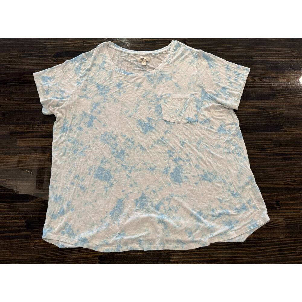Style & Co. Women's White Tye Dye Shirt (Size- XXL, Pre-Owned - Good)